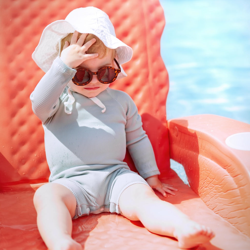 Ribbed Long-Sleeve Swimsuit for Baby · Rash Guard · Shorts · Gender-Neutral · Mint Color