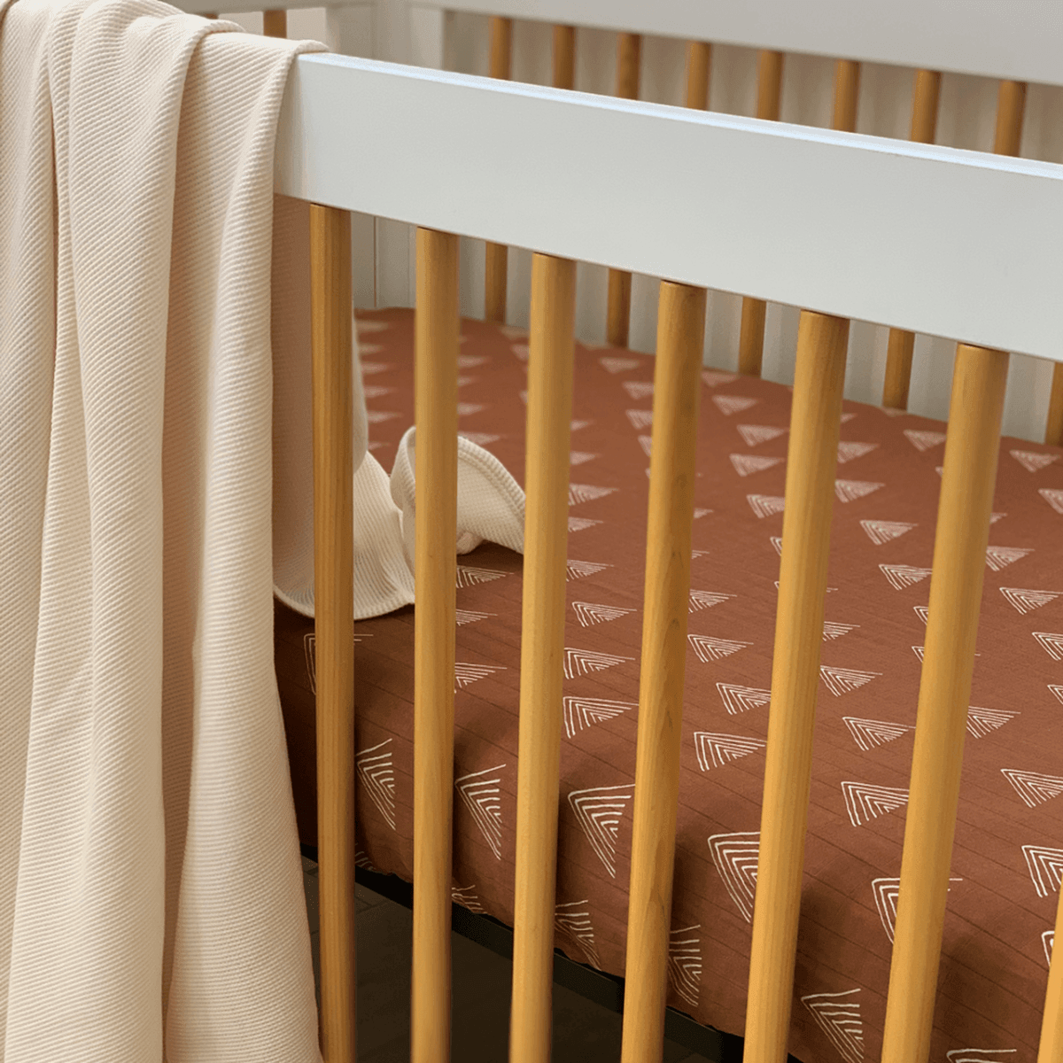 Rust Tribal Boho Organic Muslin Cotton Fitted Crib Sheet